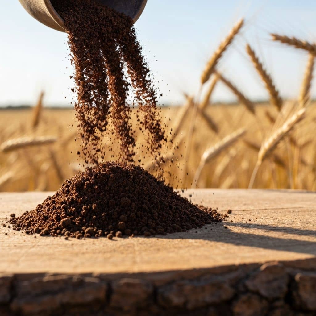 Farina di grano arso pugliese con chicchi tostati e spighe di grano - tradizione contadina dal 1800